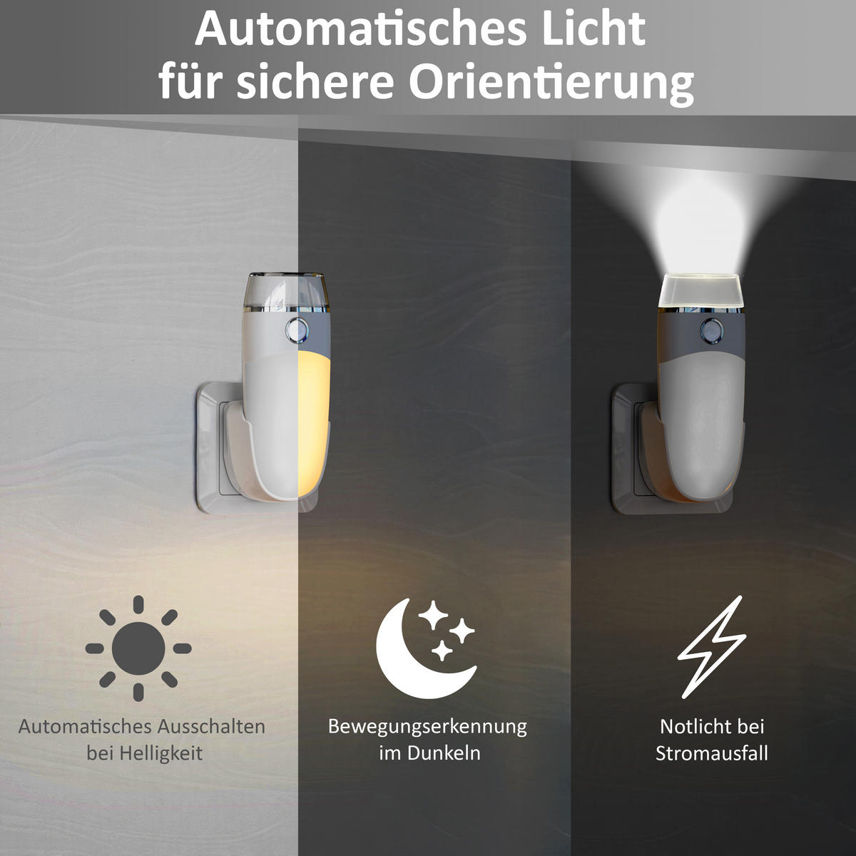 LED-ORIENTIERUNGSLEUCHTE Weiß Kunststoff 2er-Set - Weiß, Kunststoff (3.8/5.5/14cm) - Northpoint