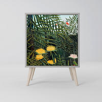 SIDEBOARD VIRGIN FOREST WITH SUNSET, Grau, 57,5x42x77,5 cm, Schräge Buchenholzfüße - Buchefarben/Multicolor, Holzwerkstoff/Buchenholz (57.5/77.5/42cm) - SpaceRebels