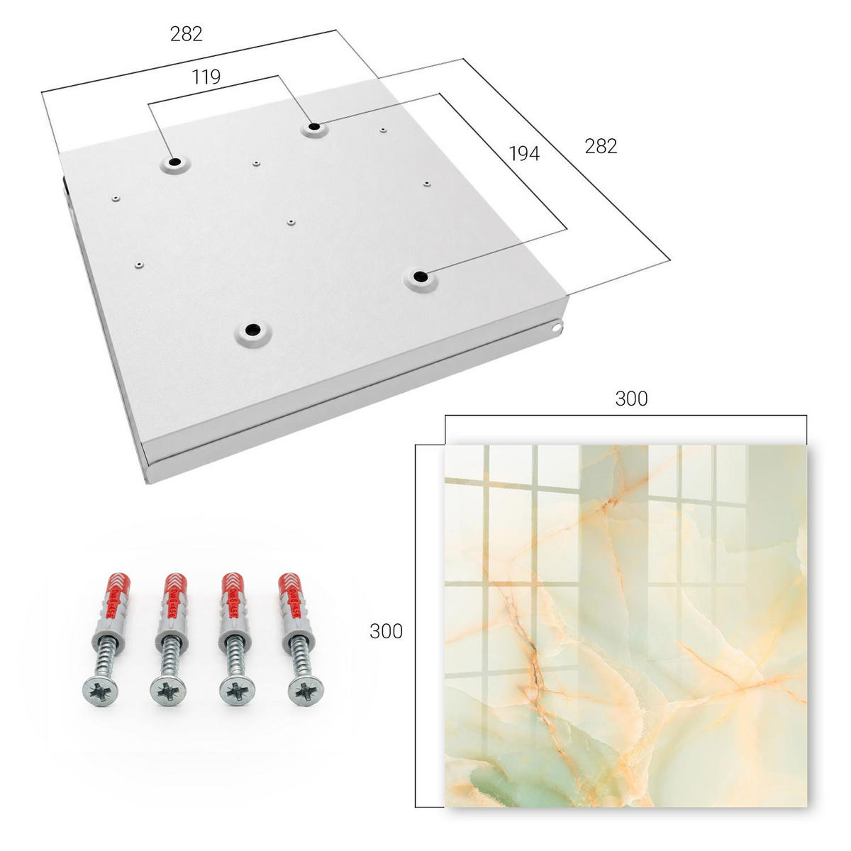 SCHLÜSSELBOX Weiß 30x30 cm – Türöffnung nach rechts - Pastellmuster - Beige, Metall (30/30/5cm) - TULUP