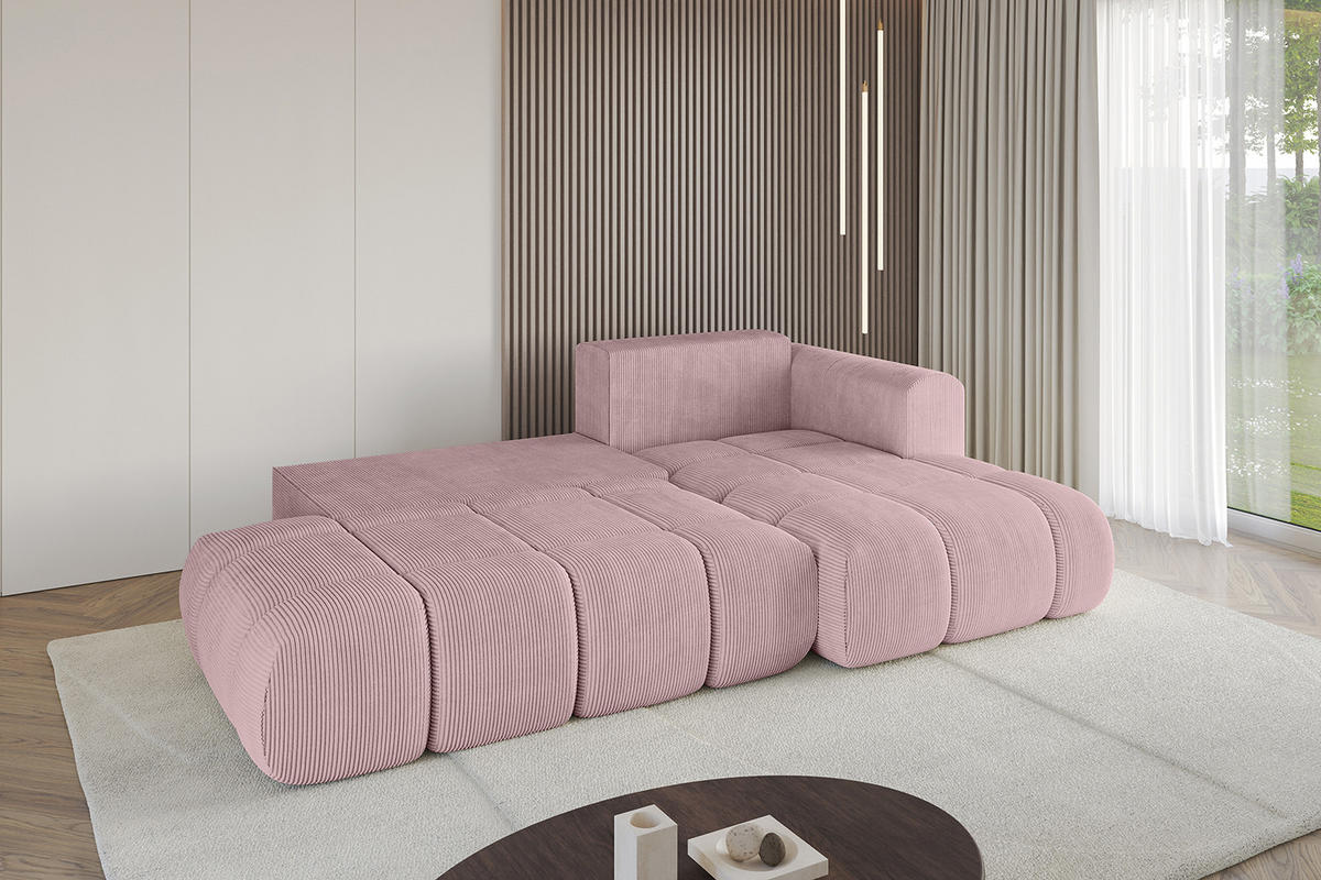 ECKSOFA Ottomane Rechts CLOUD-L 289x180x40 Rosa Cord - Rosa, Holzwerkstoff/Kunststoff (289/180cm) - ALTDECOR