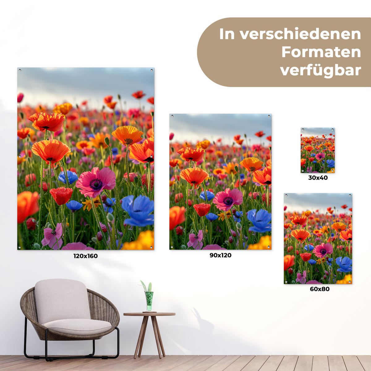 ZAHRADNÍ PLAKÁT Květiny - Mák - Barevné - Příroda 120x160 cm - tmavě oranžová, plast (120/160/0.2cm) - OnlyWow