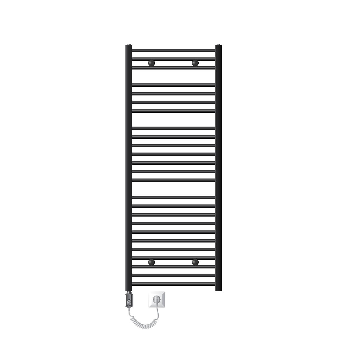BADHEIZKÖRPER elektrisch Sahara 600x1500 mm Anthrazit gebogen mit Heizstab 1200W - Anthrazit, Metall (3/150/60cm) - LuxeBath