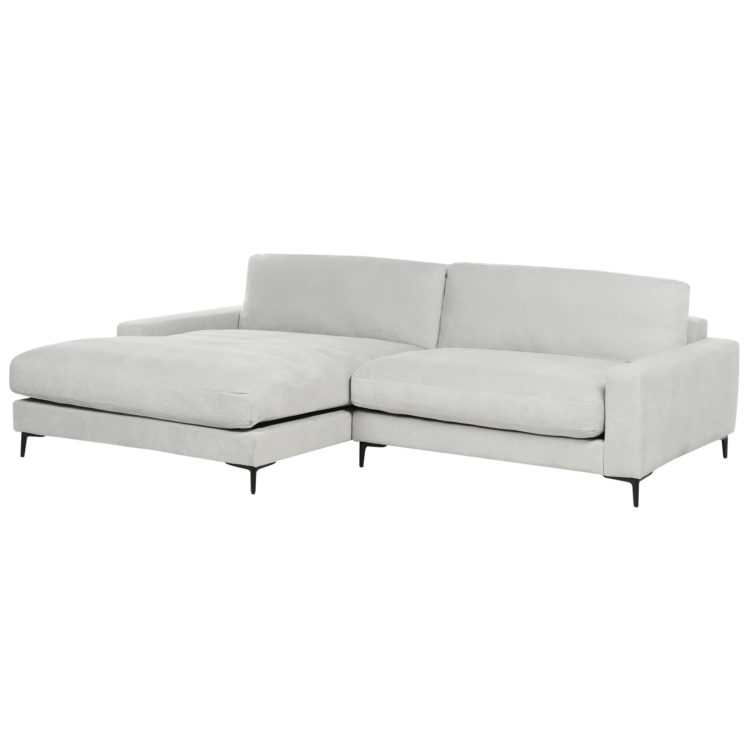 3-SITZER-ECKSOFA hellgrau linksseitig Maloy - Schwarz/Grau, Textil (272/189cm) - Beliani