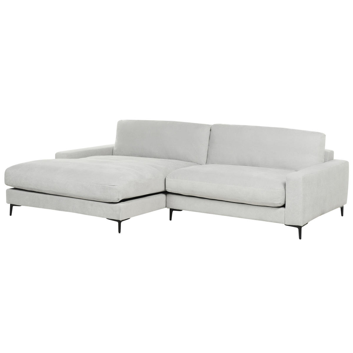 3-SITZER-ECKSOFA hellgrau linksseitig Maloy - Schwarz/Grau, Textil (272/189cm) - Beliani