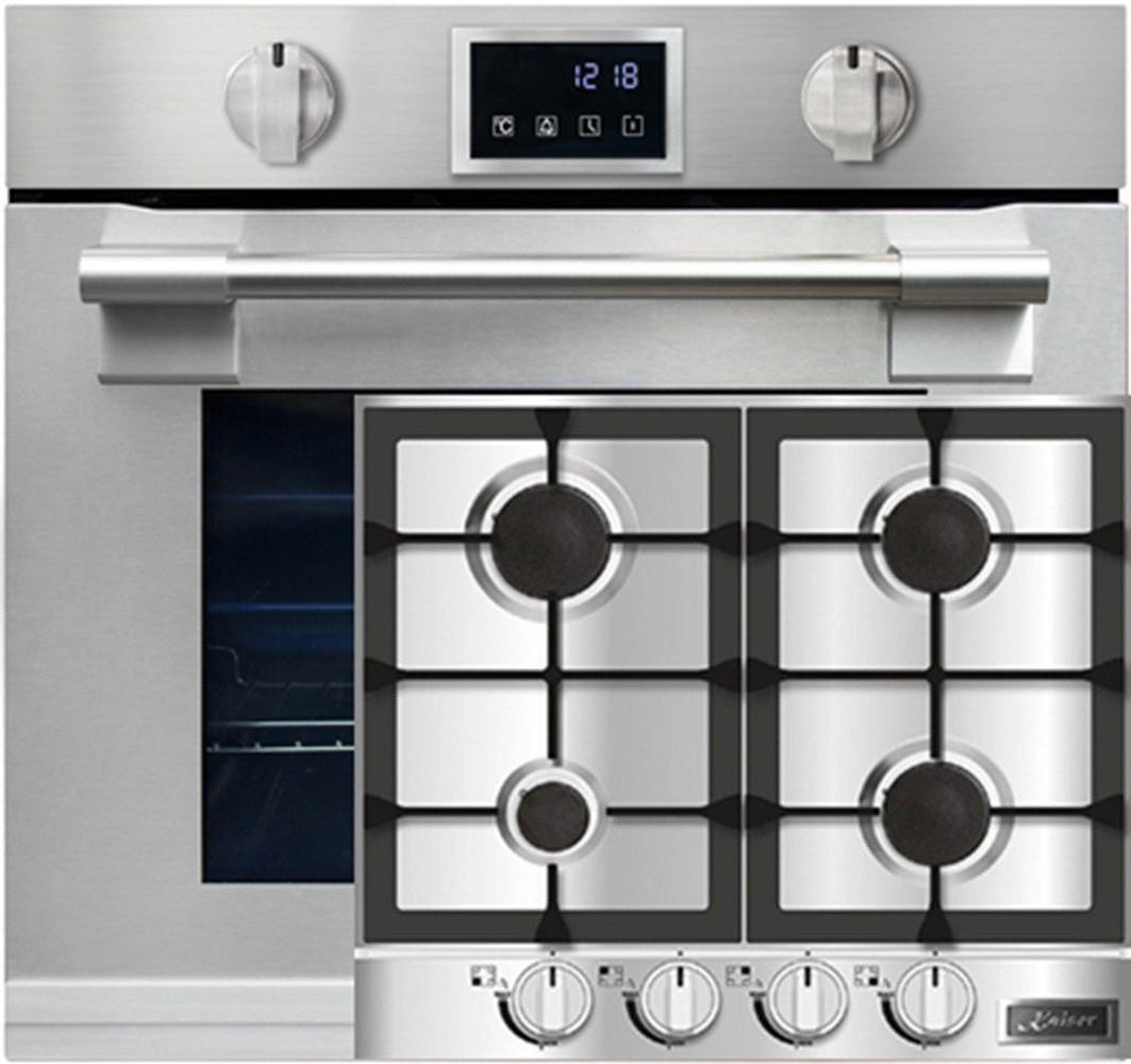 BACKOFEN-SET Einbau-Backofen 60 cm EH 6339+KG 6357 Gas-Kochfeld 60 cm - Silberfarben, Metall (59.4/59.4/57.5cm) - Kaiser Küchengeräte