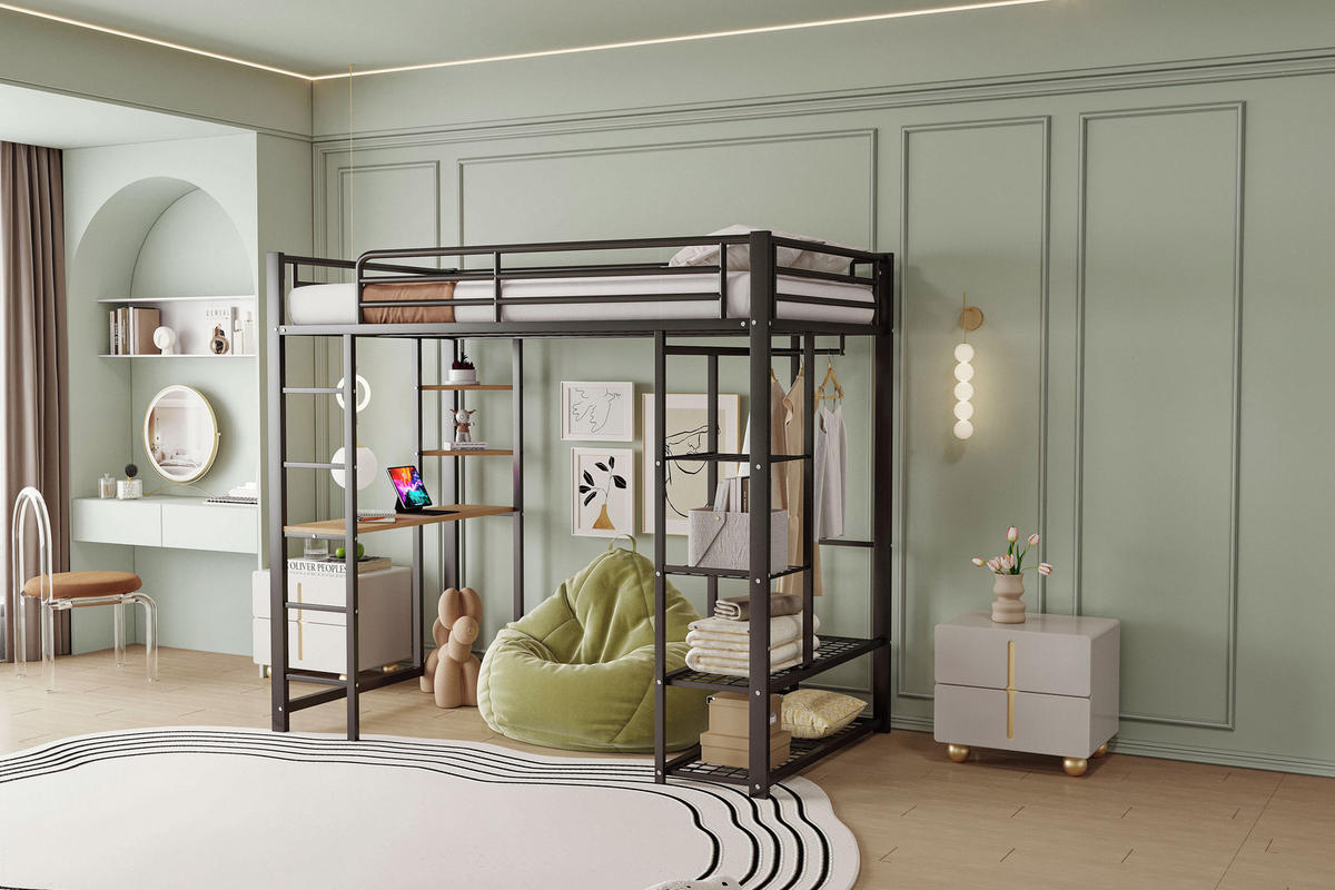 HOCHBETT 90x200 cm Tisch schwarz - Schwarz, Metall (90/200cm) - LEBENLANG