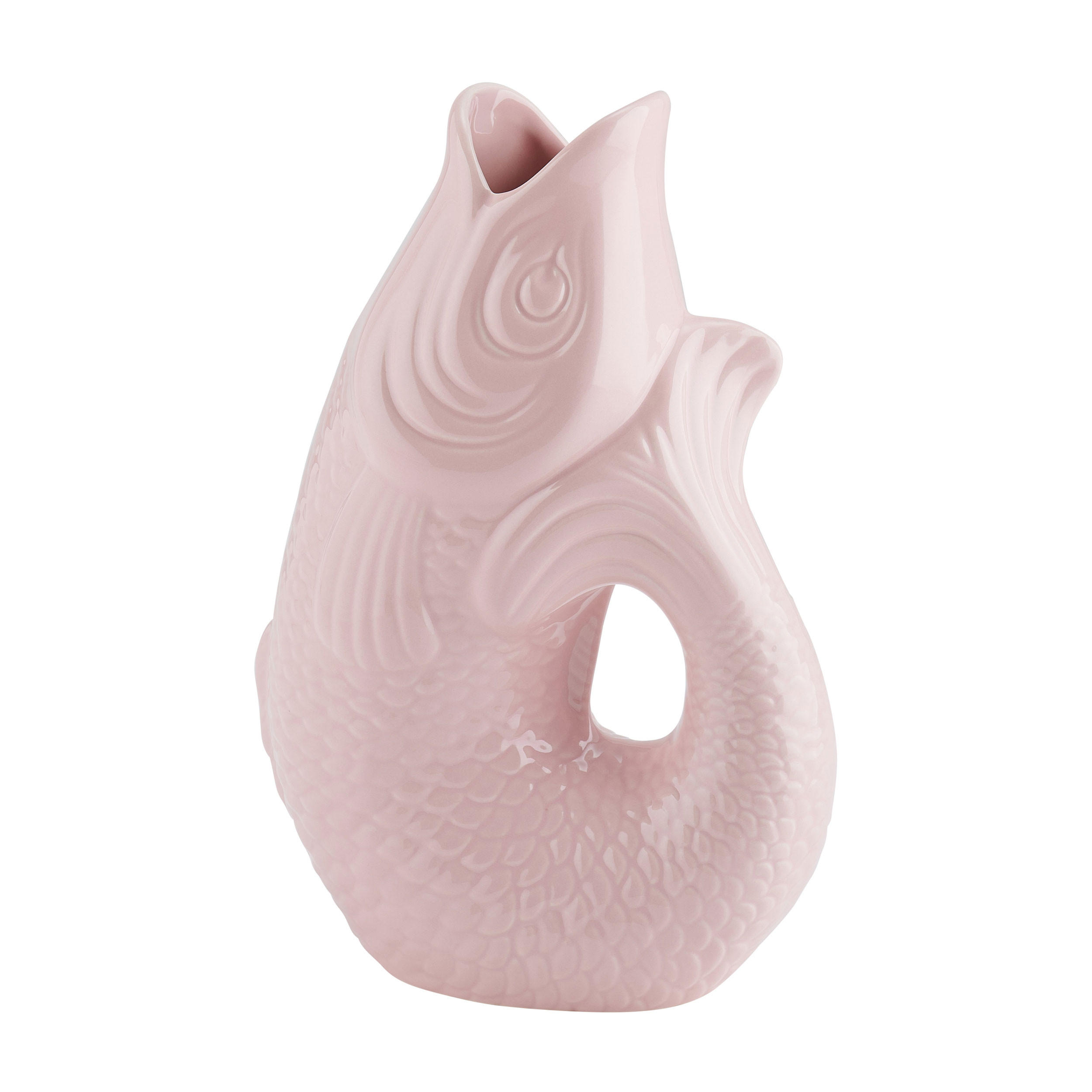 VASE Monsieur Carafon L, Fisch-Form, Steingut, Sea Pink, 31cm - Rosa, Keramik (8cm) - Gift Company