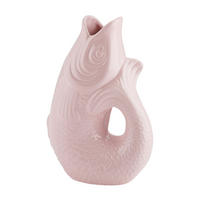 VASE Monsieur Carafon L, Fisch-Form, Steingut, Sea Pink, 31cm - Rosa, Keramik (8cm) - Gift Company