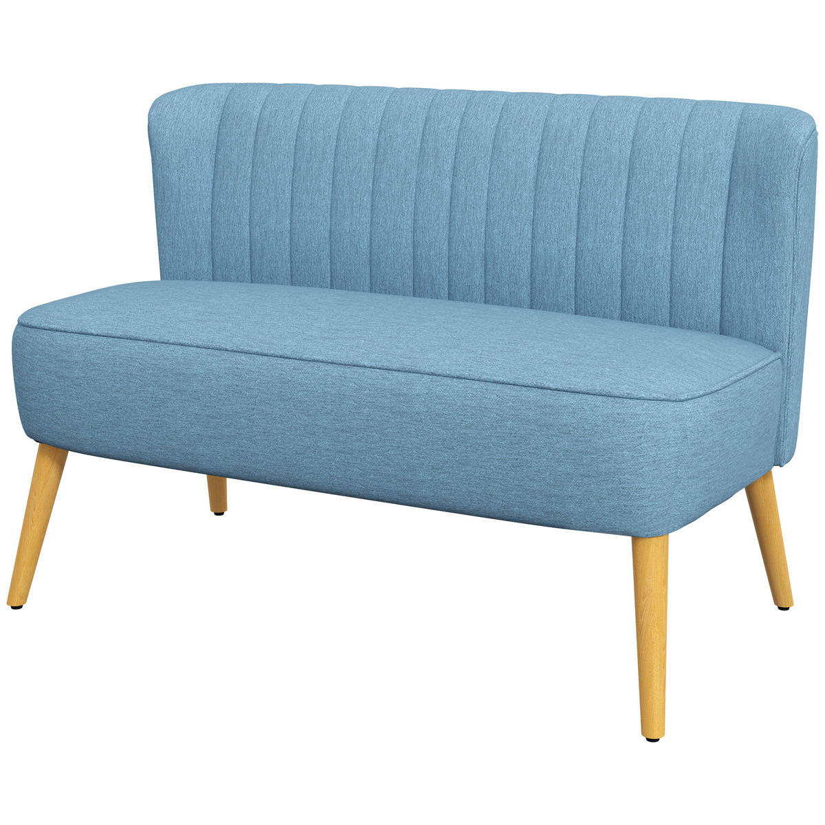 2-SITZER-SOFA DE-06625 weiche Polsterung, pflegeleichter Bezug, bis 150 kg Blau - Blau, Holz/Textil (117/77/56.5cm) - ComfortXL