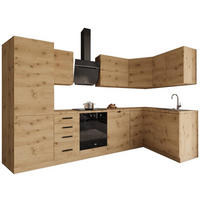 WINKELKÜCHE 300 cm x 140 cm- Langen KL6-M300 - in Artisan Eiche - Schwarz/Eiche Artisan, Holz/Holzwerkstoff (440/212/58cm)