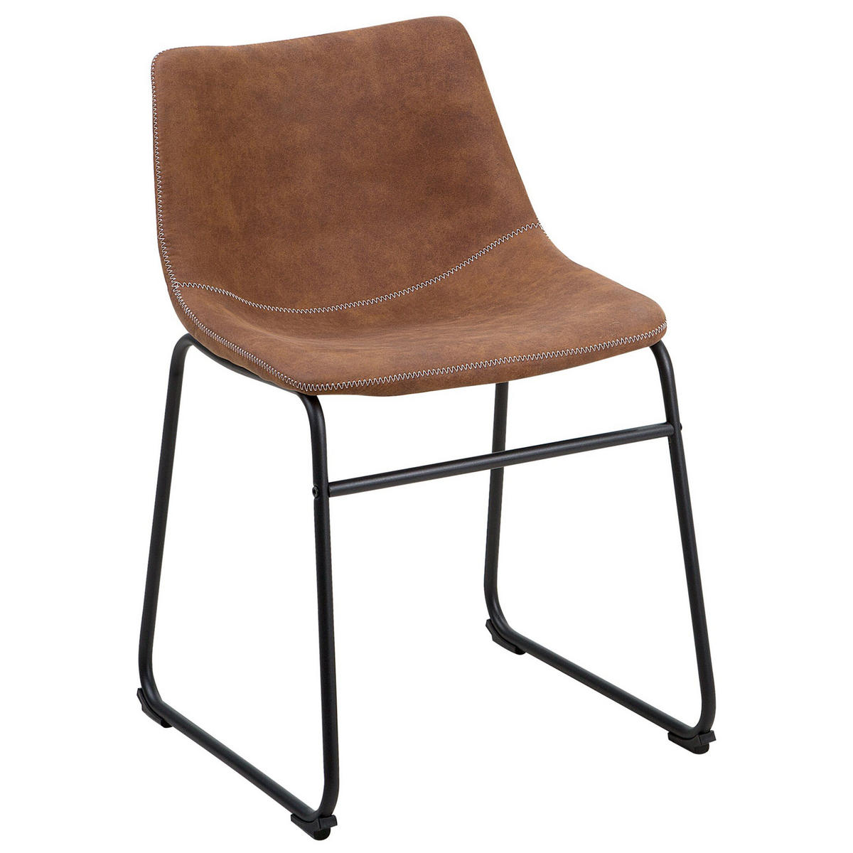 ESSZIMMERSTUHL 2er-Set Polsterbezug Braun Batavia - Braun, Textil/Metall (45/74/44cm) - Beliani