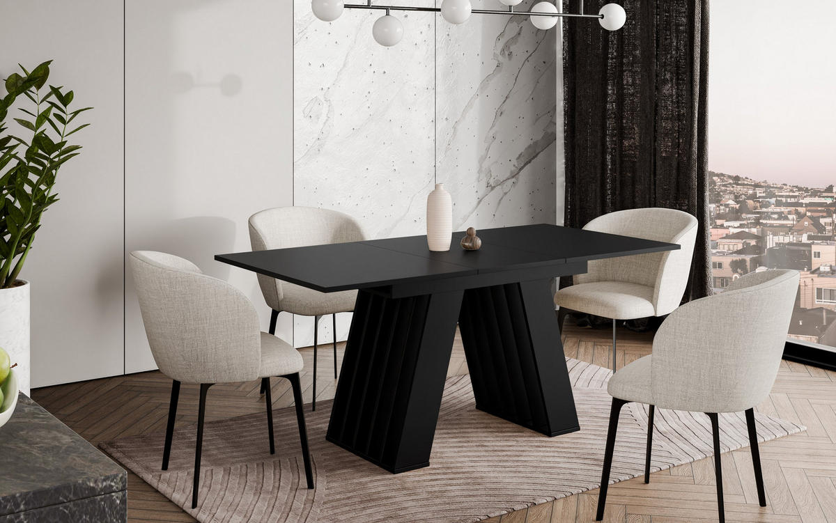 ESSTISCH TORSA Ausziehbar 120 - 160 / 80 x 75 cm - Schwarz, Holz (120/80/75cm) - MASSENO