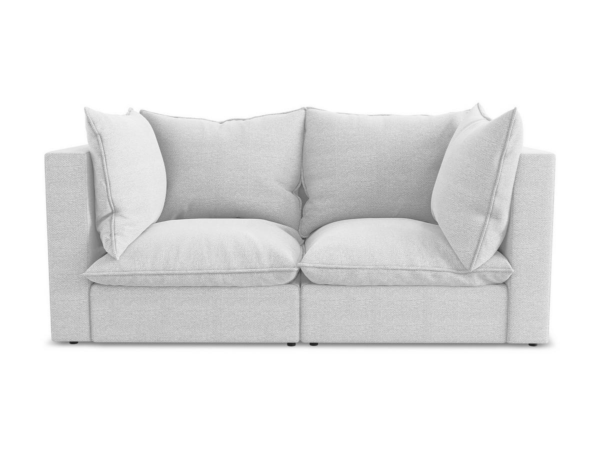 2-SITZER-SOFA Bouclé Stoff Grau - Silberfarben/Schwarz, Holzwerkstoff/Kunststoff (180/77/90cm) - LaMiaSofa