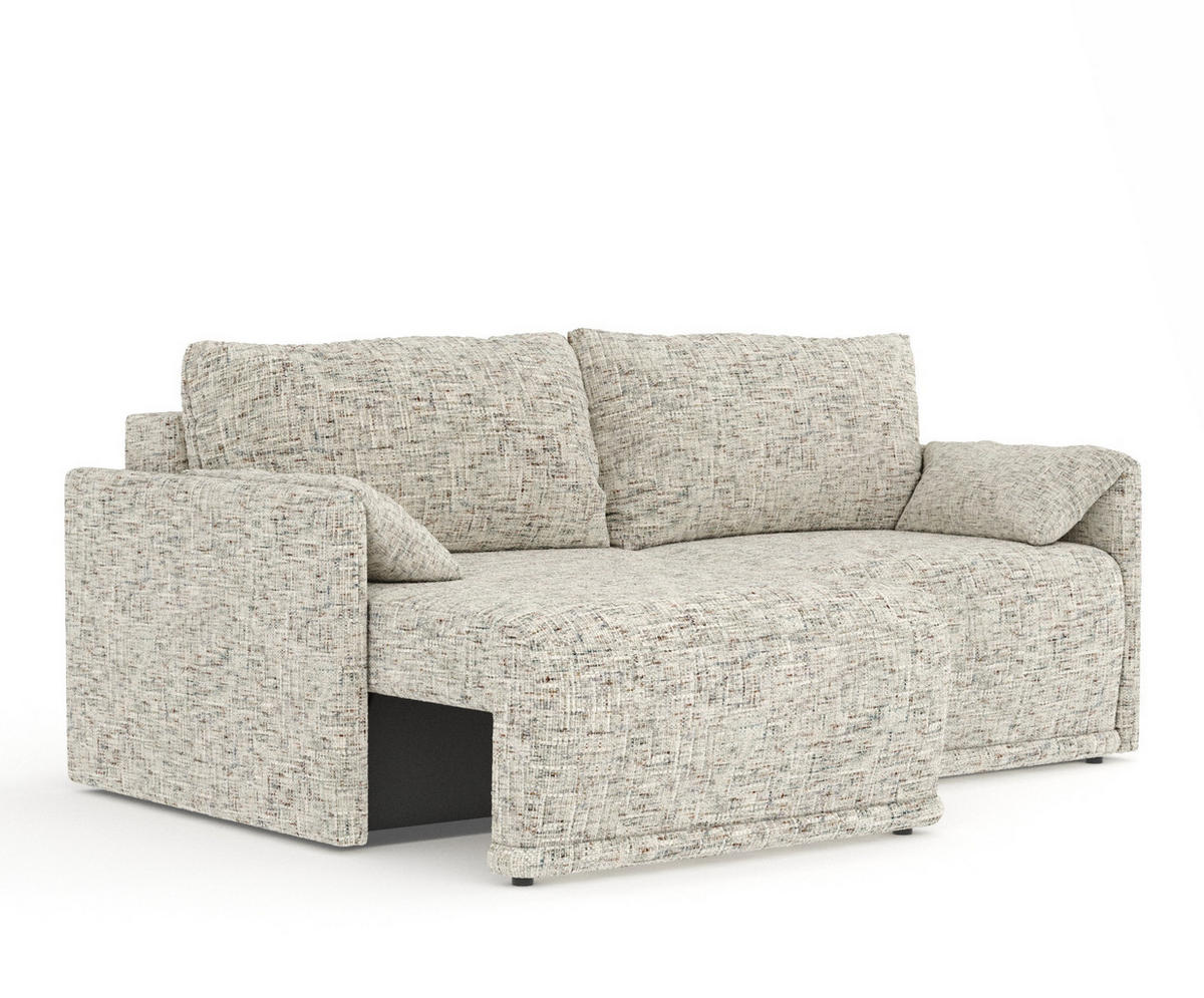 SCHLAFSOFA MIT ECKSOFA-FUNKTION Nappa Beige Webstoff - Beige/Schwarz, Holz/Holzwerkstoff (215/100/112cm) - Maison de Reve