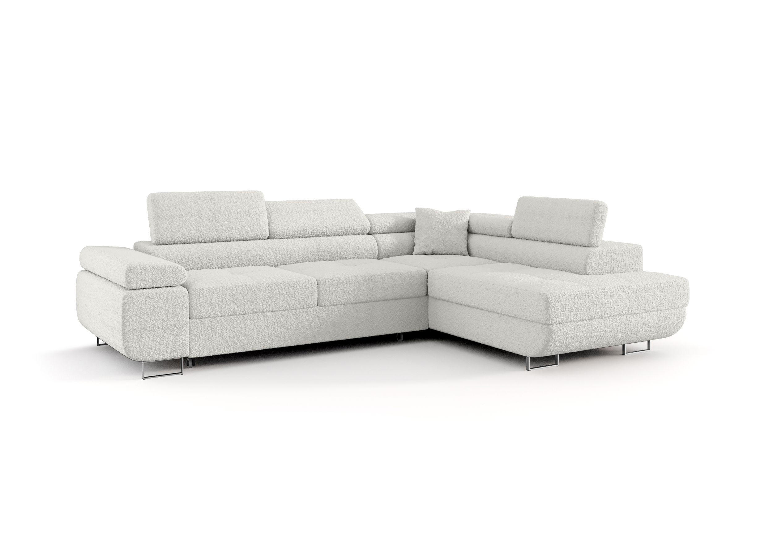 ECKSOFA EMILY mit Schlaffunktion Quelle 01 Rechts - Weiß, Textil (275/200cm) - Bedante