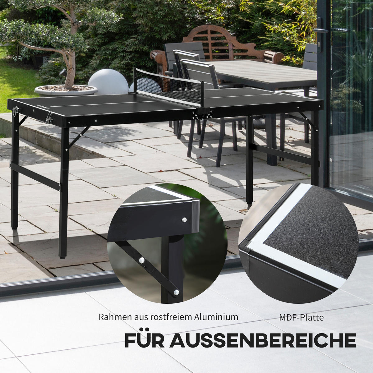 TISCHTENNISPLATTE - Schwarz, Metall (76/152cm) - SPORTNOW