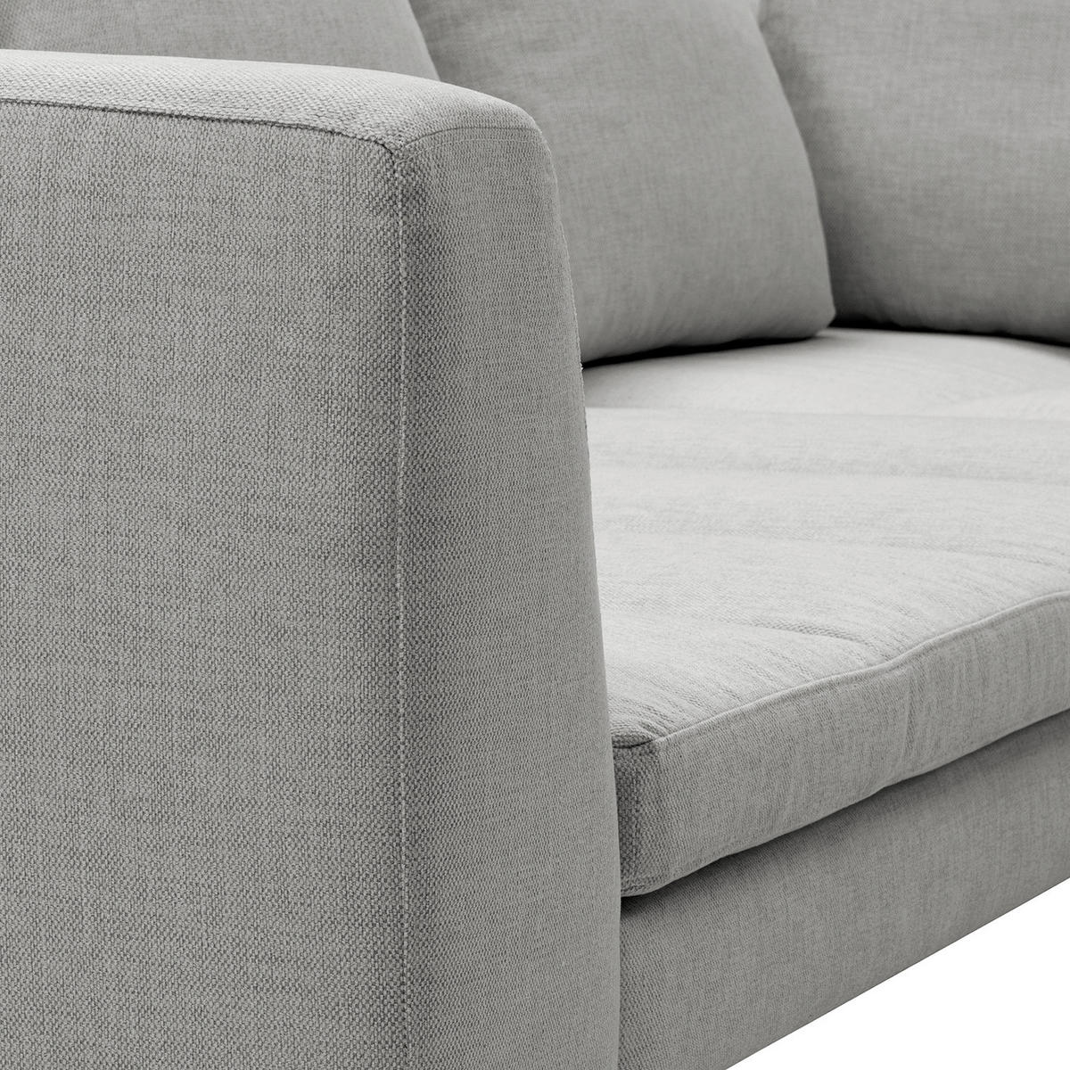 ECKSOFA mit Ottomane - Chromfarben/Hellgrau, Textil/Metall (255/230cm) - home24