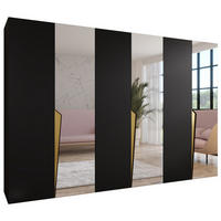 DREHTÜRENSCHRANK 202/300/52 6-türig - Goldfarben/Schwarz, Holz/Metall (300/202/52cm) - Abiks Möbel