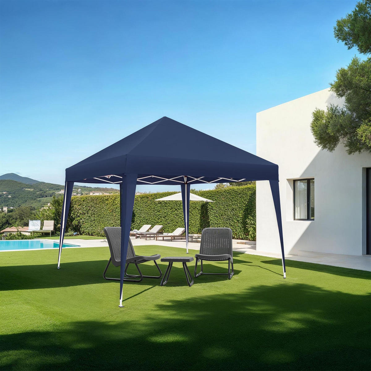 PAVILLON Linosa,inklusive Spannseile, Heringe und Tragetasche,blau - Blau, Kunststoff (300/255/300cm) - tectake