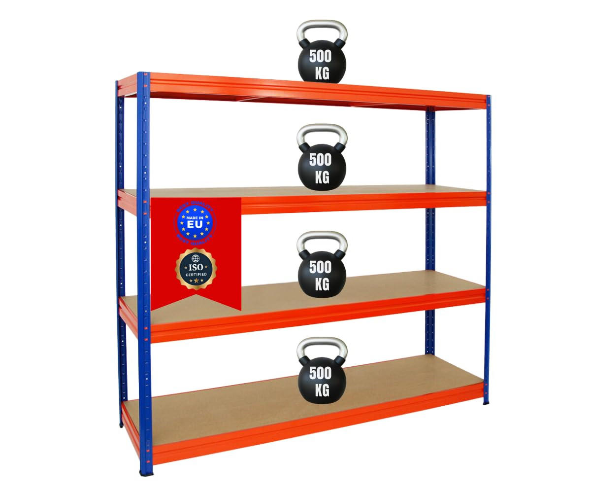 SCHWERLASTREGAL Dino 180x200x60 cm Fachlast 500 kg Blau/Orange - Orange, Metall (200/180/60cm) - PROREGAL