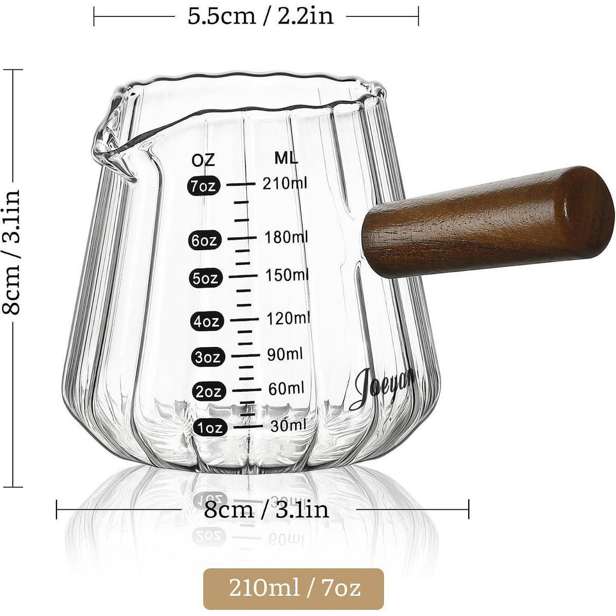 MESSBECHER mit Holzgriff 210 ml - Transparent, Glas (0.21L)