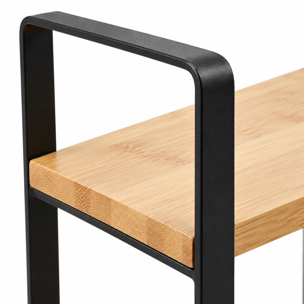 ECKREGAL Natur Schwarz 2 Ebenen Bambus Metall 33x30x30 cm - Multicolor, Holz/Metall (30/33/30cm) - Relaxdays