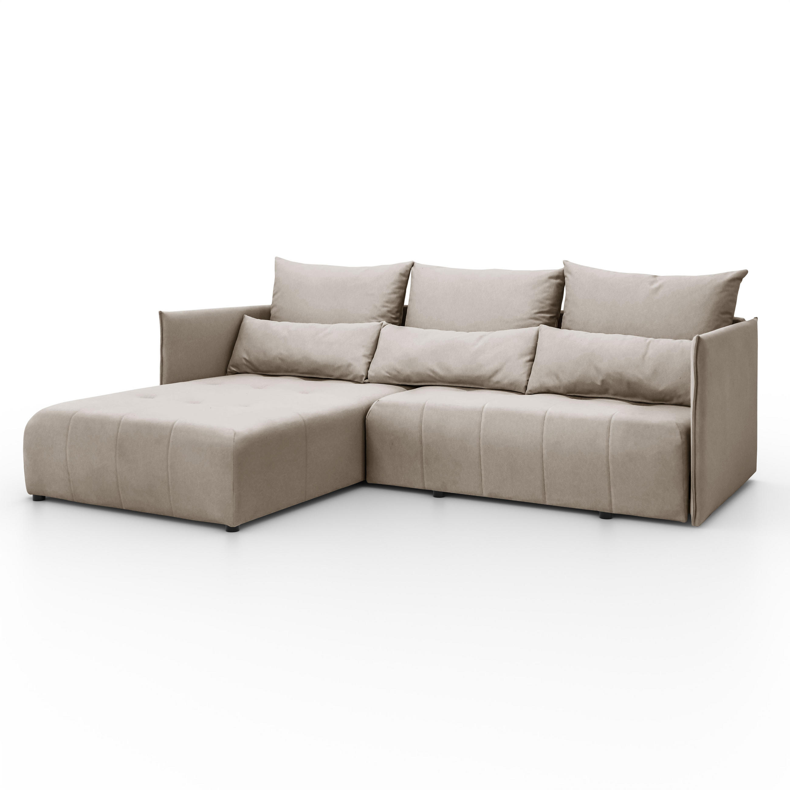 ECKSOFA L-Form Hannover stoff Castel Beige Links - Beige, Holz (188/246cm) - Kaiser Möbel