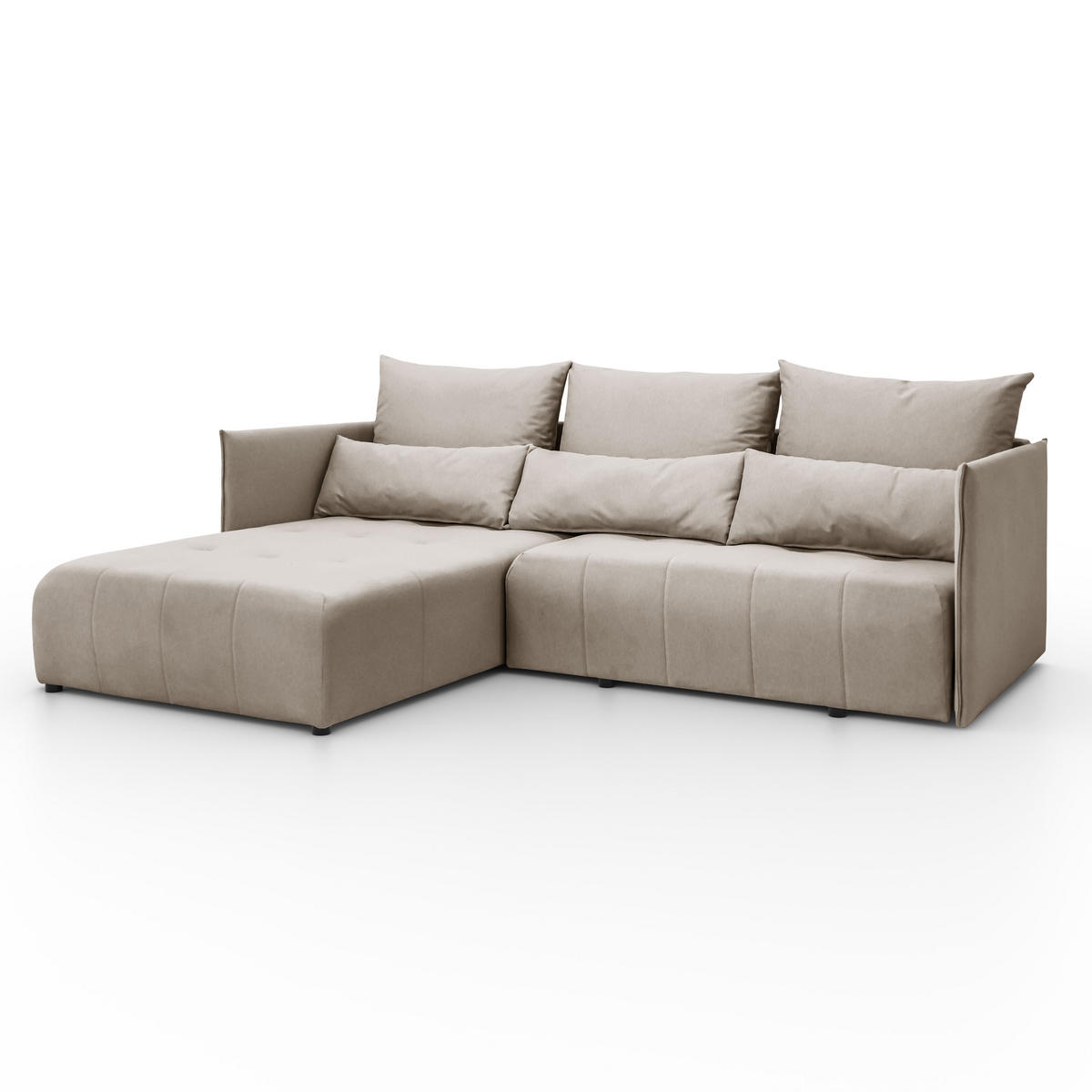 ECKSOFA L-Form Hannover stoff Castel Beige Links - Beige, Holz (188/246cm) - Kaiser Möbel