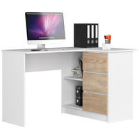 ECKSCHREIBTISCH Weiß, Sonoma Eiche 124x85x77 cm - Weiß/Sonoma Eiche, Holzwerkstoff (85/124/77cm) - Akord