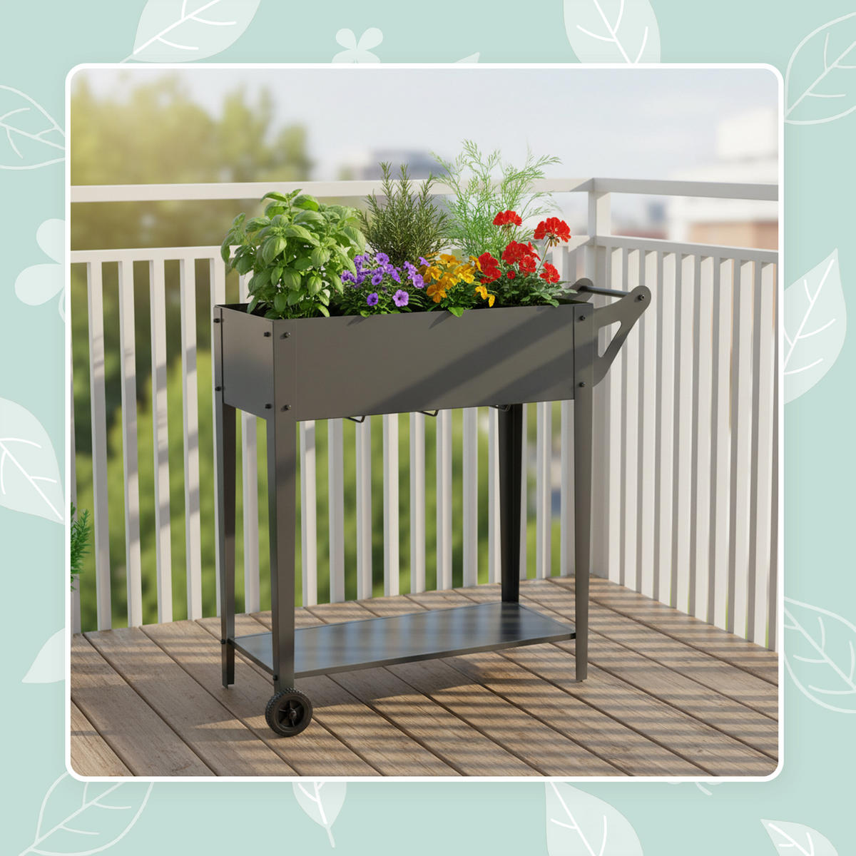 HOCHBEET - Anthrazit, Kunststoff/Metall (85/80/50cm) - Relaxdays