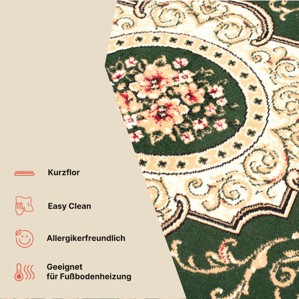 TEPPICH ATLAS Beige Grün 240/300 cm - Grün, Textil (240/300cm) - Tapiso