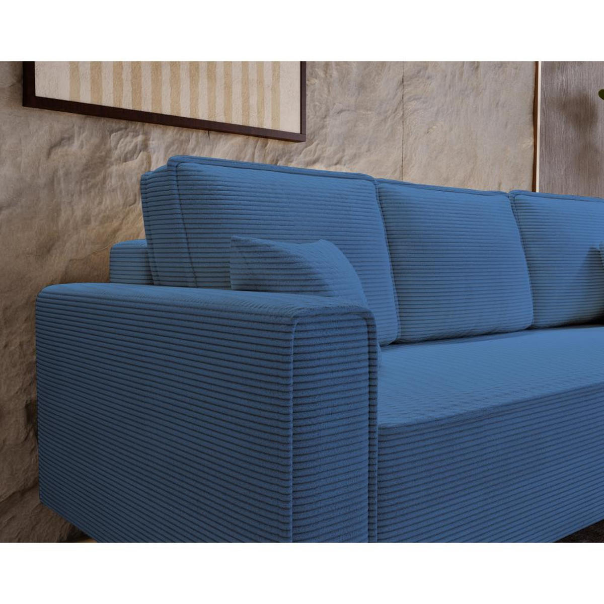 3-SITZER SOFA Monte mit Schlaffunktion blau - Dunkelblau, Textil (225/73/95cm) - Beautysofa