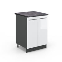 KÜCHENUNTERSCHRANK Fame-Line Weiß Hochglanz 60 cm, AP Anthrazit - Weiß Hochglanz/Anthrazit, Holzwerkstoff (60/82/60cm) - Vicco