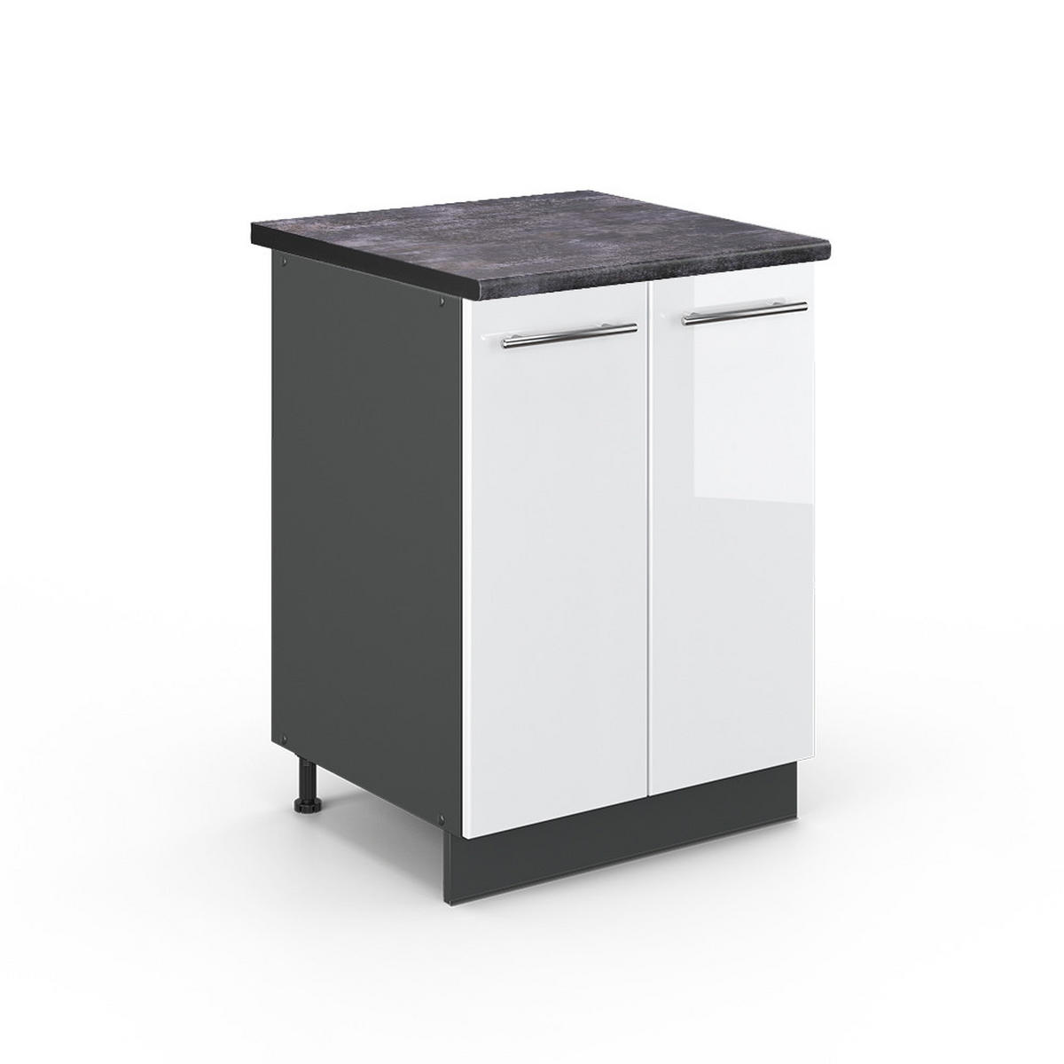 KÜCHENUNTERSCHRANK Fame-Line Weiß Hochglanz 60 cm, AP Anthrazit - Weiß Hochglanz/Anthrazit, Holzwerkstoff (60/82/60cm) - Vicco