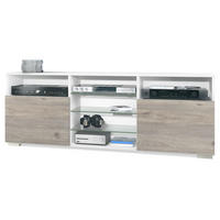 LOWBOARD Granada Front in Eiche Nordic - Silbereichenfarben, Holzwerkstoff (146/54/35cm) - Vladon