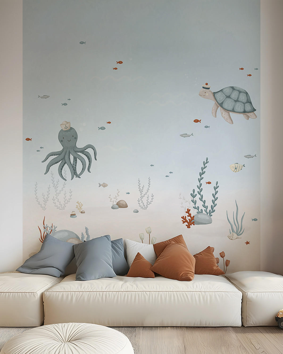 PANORAMA-VLIESTAPETE Meeresboden 2 x 3 m, blau - Blau/Beige, Papier (200/300cm) - Lilipinso