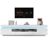 LOWBOARD 175/38/45 cm aus Spanplatte mit LED-Beleuchtung und Hochglanzfronten Weiß - Weiß, Holzwerkstoff (175/45/38cm) - Modenvie