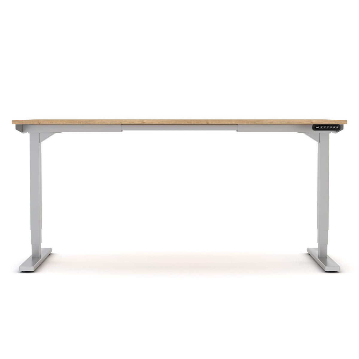 SCHREIBTISCH Elektrisch höhenverstellbarer Schreibtisch Y-Line Eiche Natura Weißaluminium 140/70/62-127cm - Weiß Hochglanz/Silberfarben, Holzwerkstoff/Metall (70/140/127cm) - ASSMANN