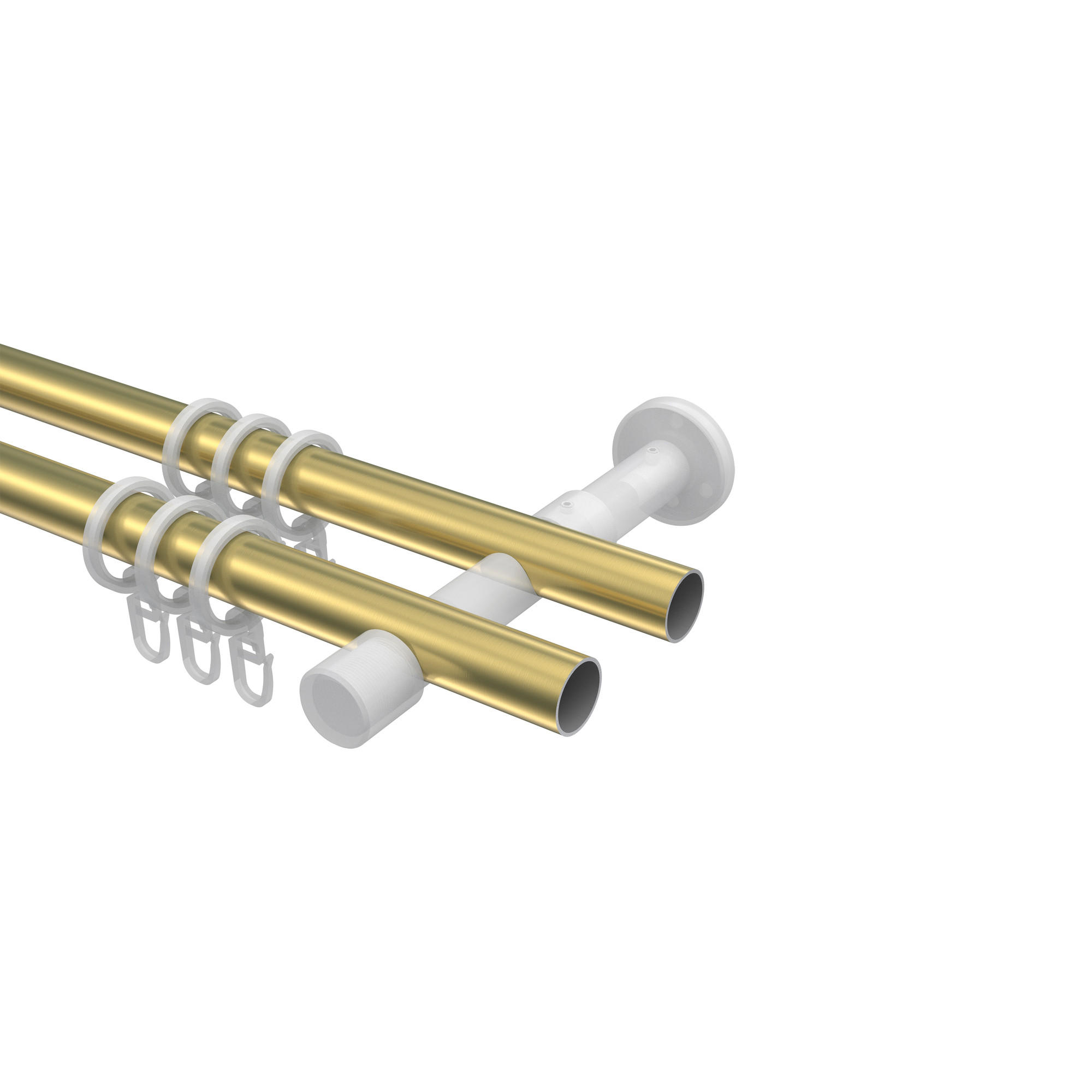 GARDINENSTANGE Prestige Mavell 140 cm, 2-läufig, 20 mm Ø Messing-Optik - Messingfarben/Goldfarben, Metall (140cm) - INTERDECO