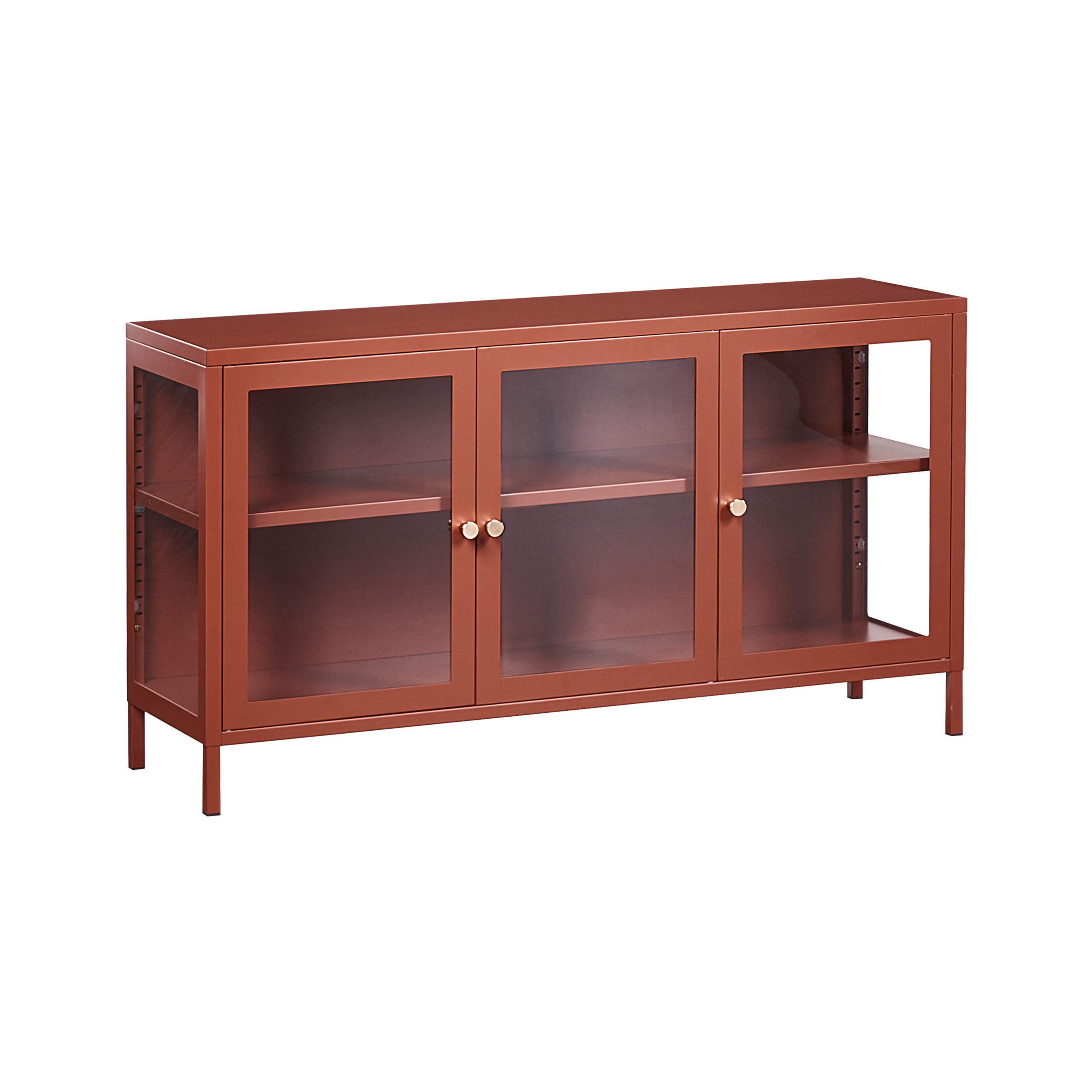 SIDEBOARD mit Glastüren Metall 115 cm Goldbraun Newport - Goldfarben, Metall (115/64/35cm) - Beliani