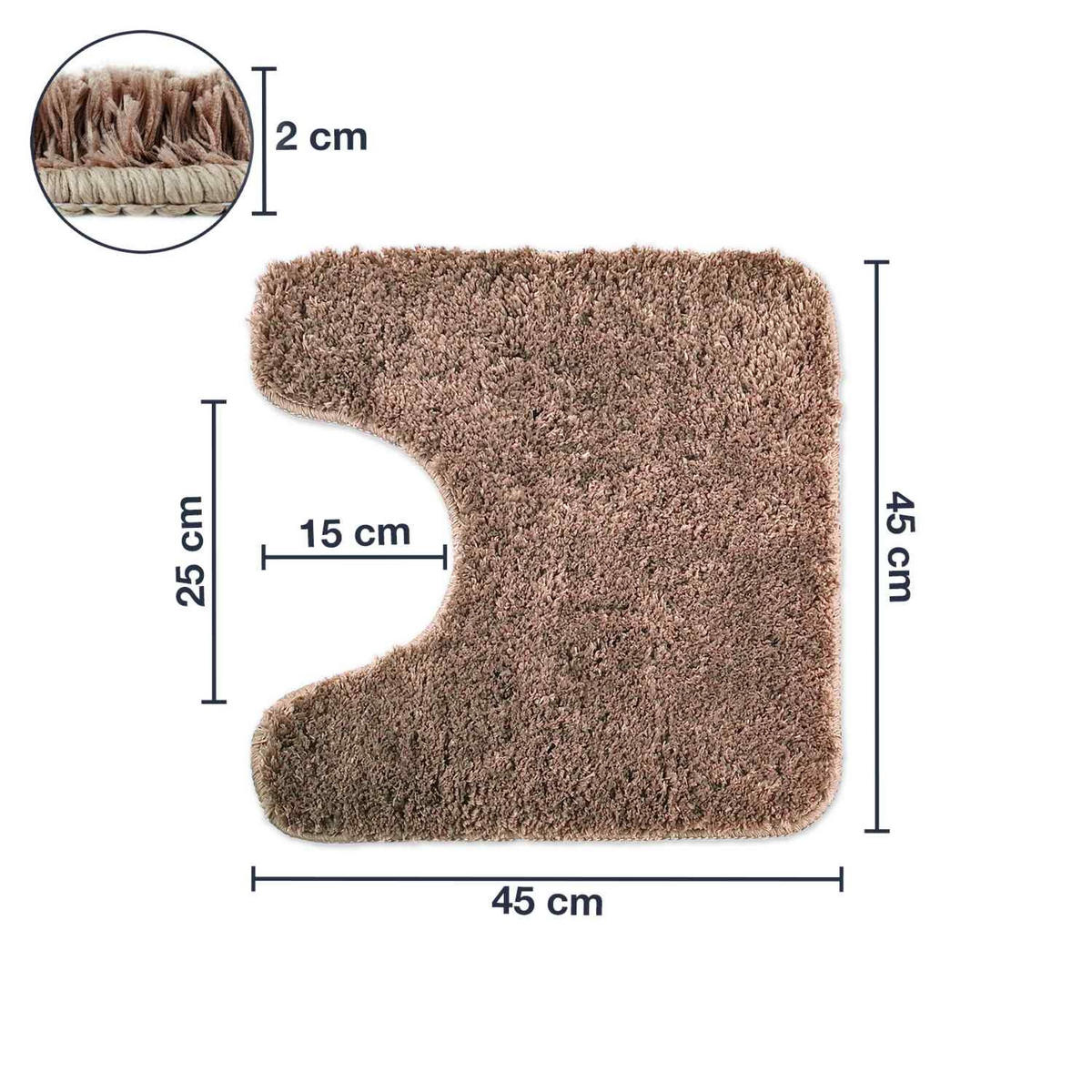 BADEMATTE MIT WC AUSSCHNITT Florenz - Braun, Textil (45/45cm) - WohnDirect