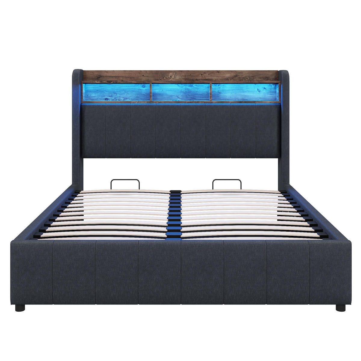 POLSTERBETT 140/200 cm mit Bettkasten, LED-Beleuchtung und USB in Grau - Grau, Textil (140/200cm) - BEAOK