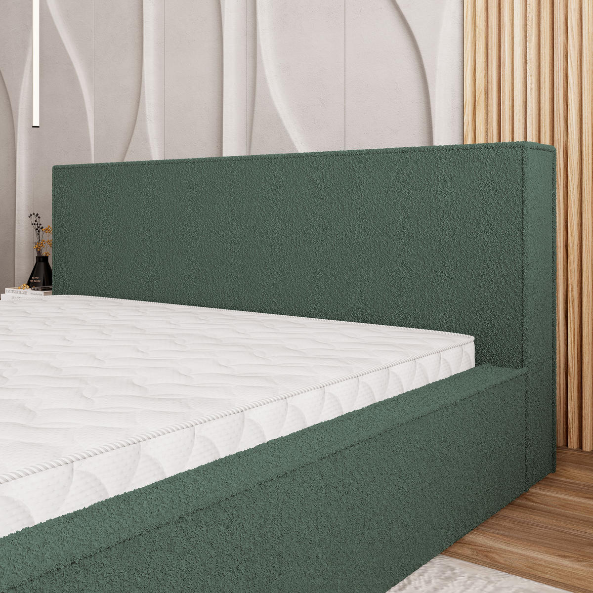 POLSTERBETT CELORA 160x200 cm mit Bettkästen - Grün - Grün, Holz (160/200cm) - MASSENO