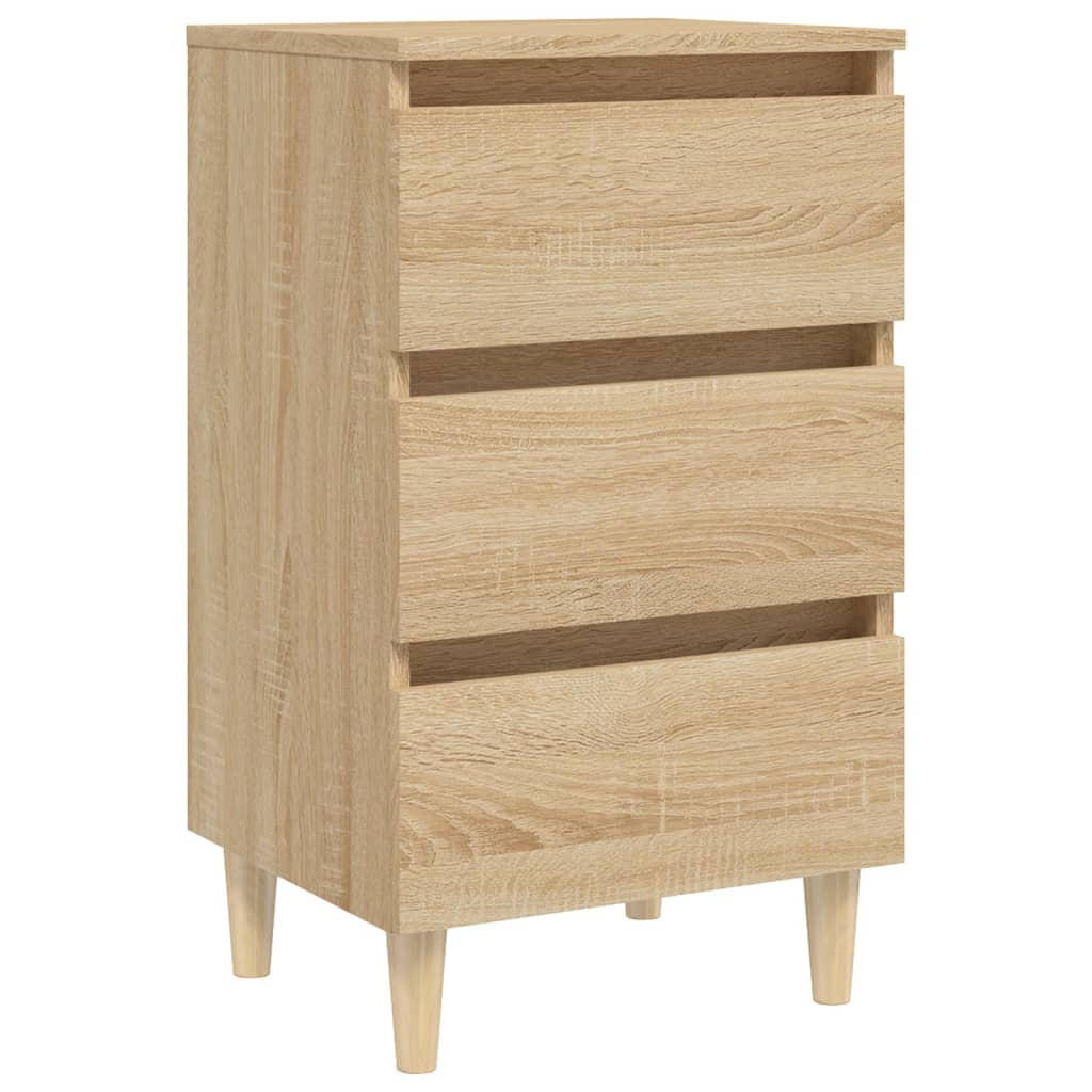 NACHTTISCH mit Massivholz-Beinen 40/35/69 cm in Sonoma-Eiche Dekor - Beige/Braun, Holz (40/69/35cm) - vidaXL