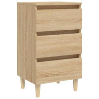 NACHTTISCH mit Massivholz-Beinen 40/35/69 cm in Sonoma-Eiche Dekor - Beige/Braun, Holz (40/69/35cm) - vidaXL