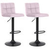 BARHOCKER 2er Set Samt Rosa - Schwarz/Rosa, Textil/Metall (40/85/40cm) - CLP
