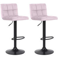 BARHOCKER 2er Set Samt Rosa - Schwarz/Rosa, Textil/Metall (40/85/40cm) - CLP