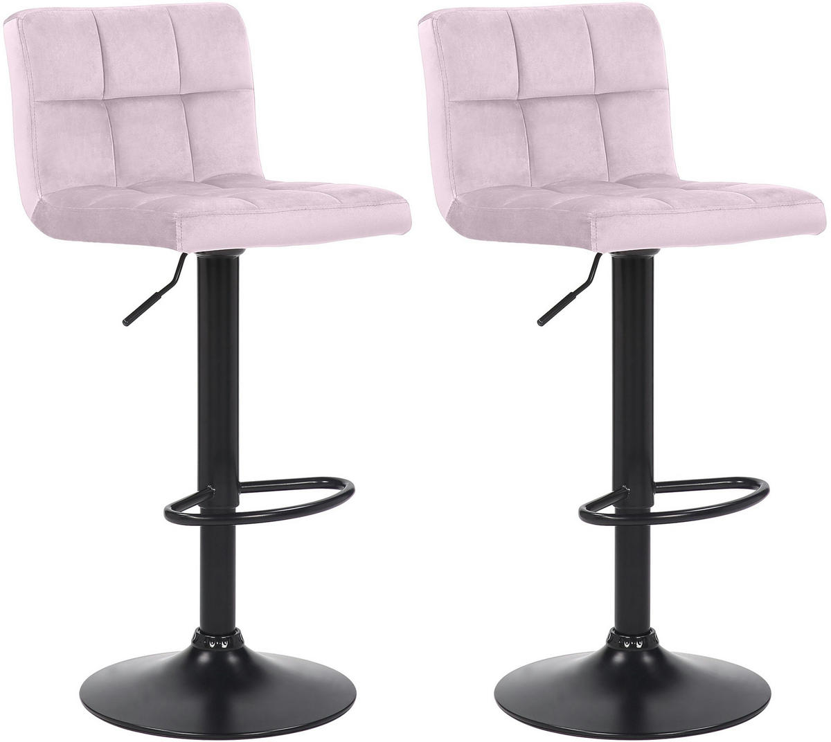 BARHOCKER 2er Set Samt Rosa - Schwarz/Rosa, Textil/Metall (40/85/40cm) - CLP