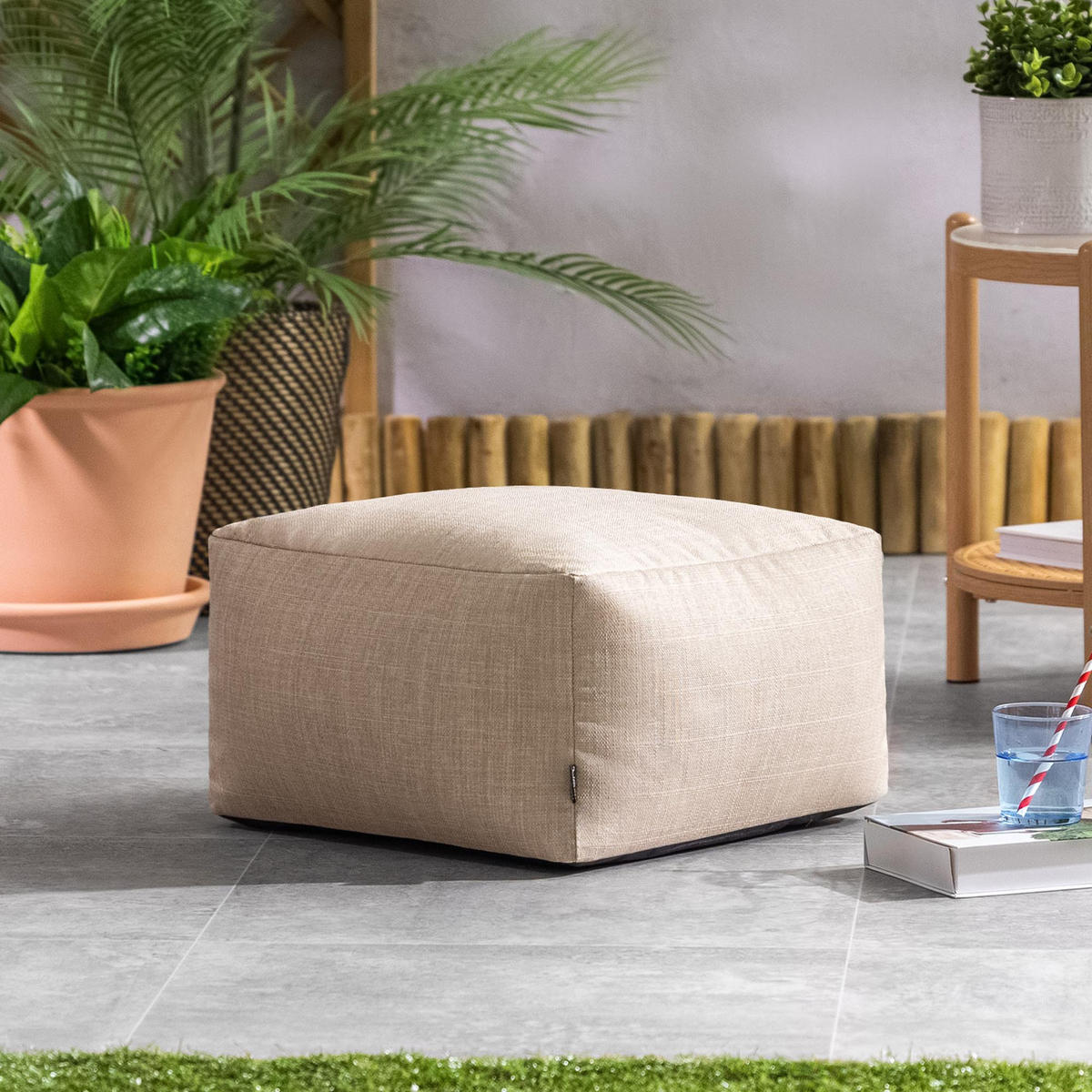 POUF Outdoor Amara - Beige, Textil (40/24/40cm) - icon