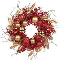 WEIHNACHTSKRANZ mit Kugeln und Zweigen Ø 40 cm - Multicolor, Kunststoff (13cm)